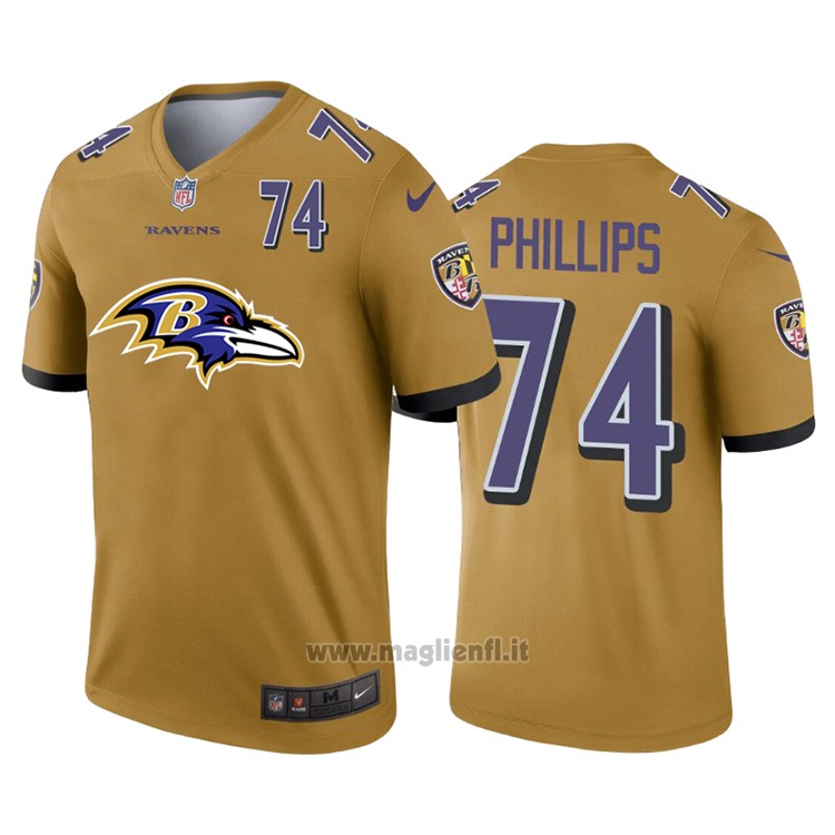 Maglia NFL Limited Baltimore Ravens Phillips Big Logo Number Giallo